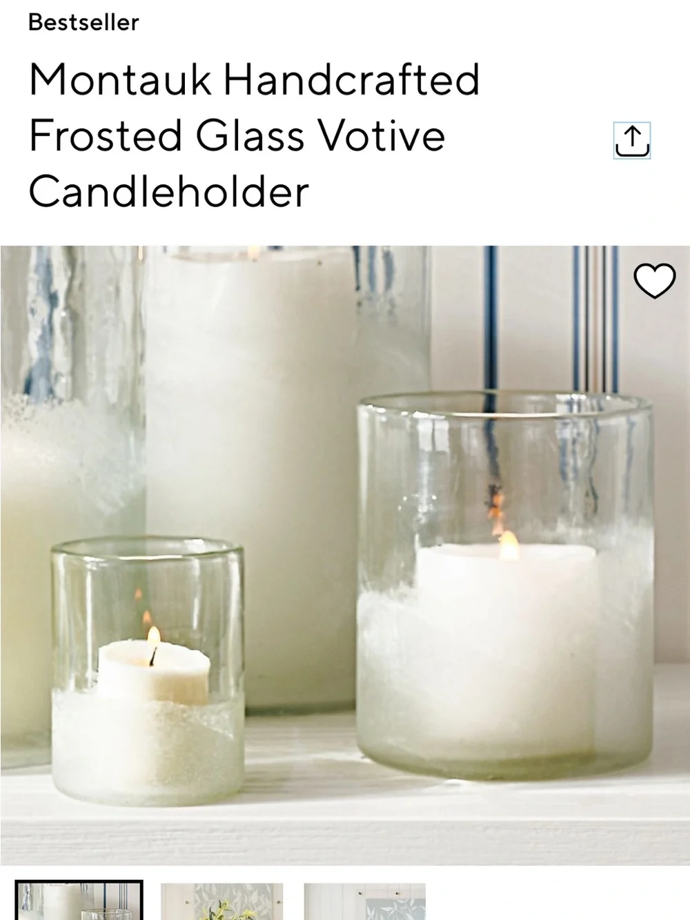 Pottery Barn Frosted Green Glass Votive Candle Holders - Set of 2